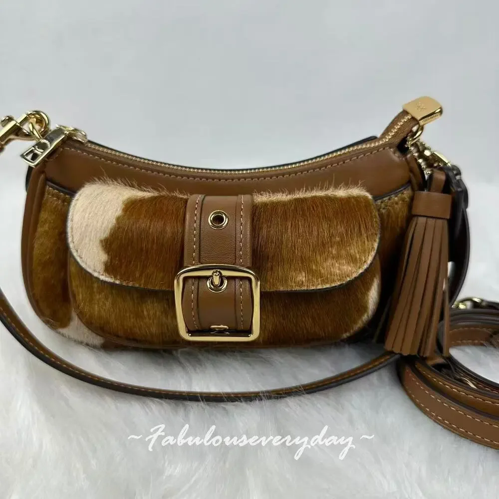 Coach Ashton Mini Shoulder Bag Crossbody In Haircalf With Cow Print CDX79 NWT